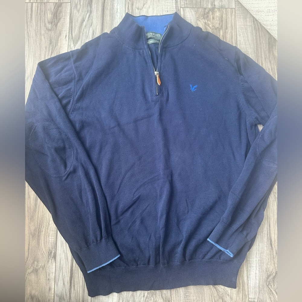 Lyle & Scott Men's 1/4 Zip Pullover Knit  Sweater Combed Cotton Size Large